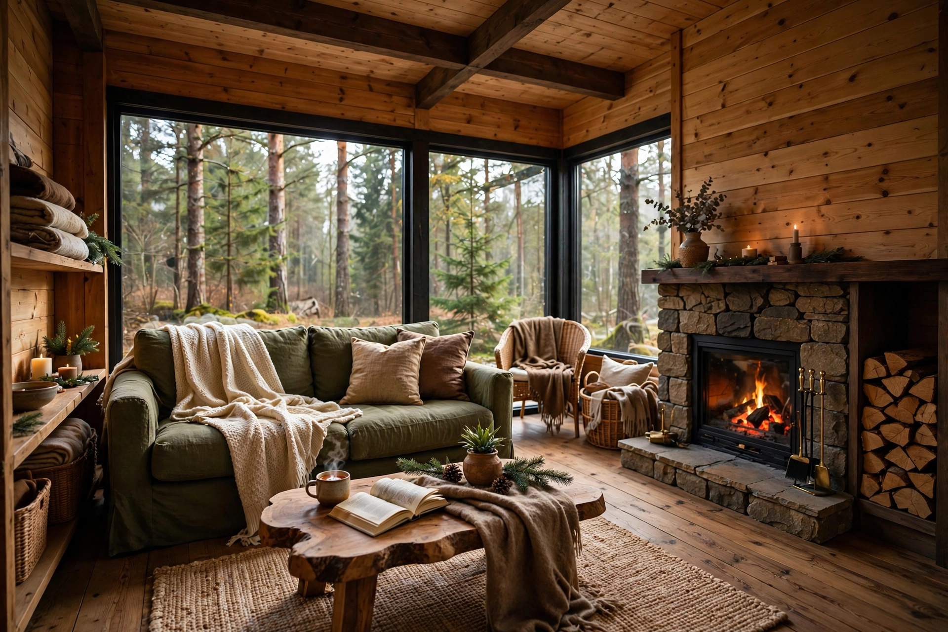 Cozy cabin interior, perfect for a cabin getaway in the USA